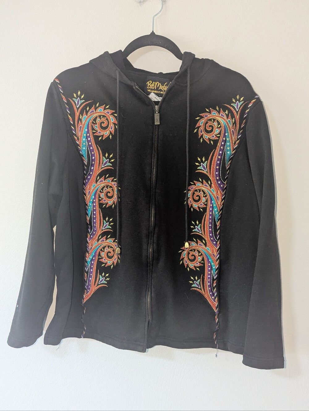 XL Bob Mackie Wearable Art Embroidered Zip Up Hoodie